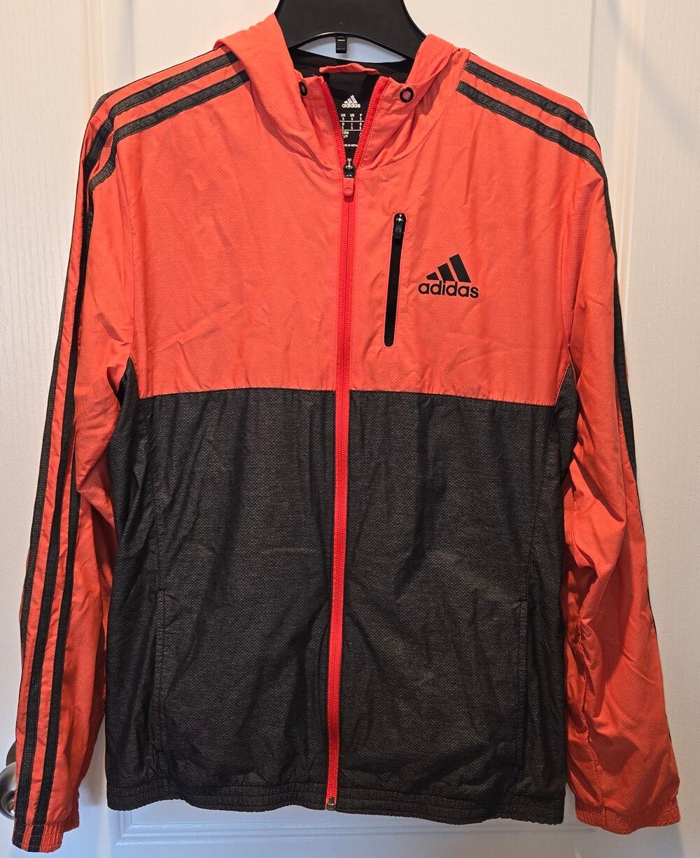 Adidas windbreaker hooded jacket sz S READ